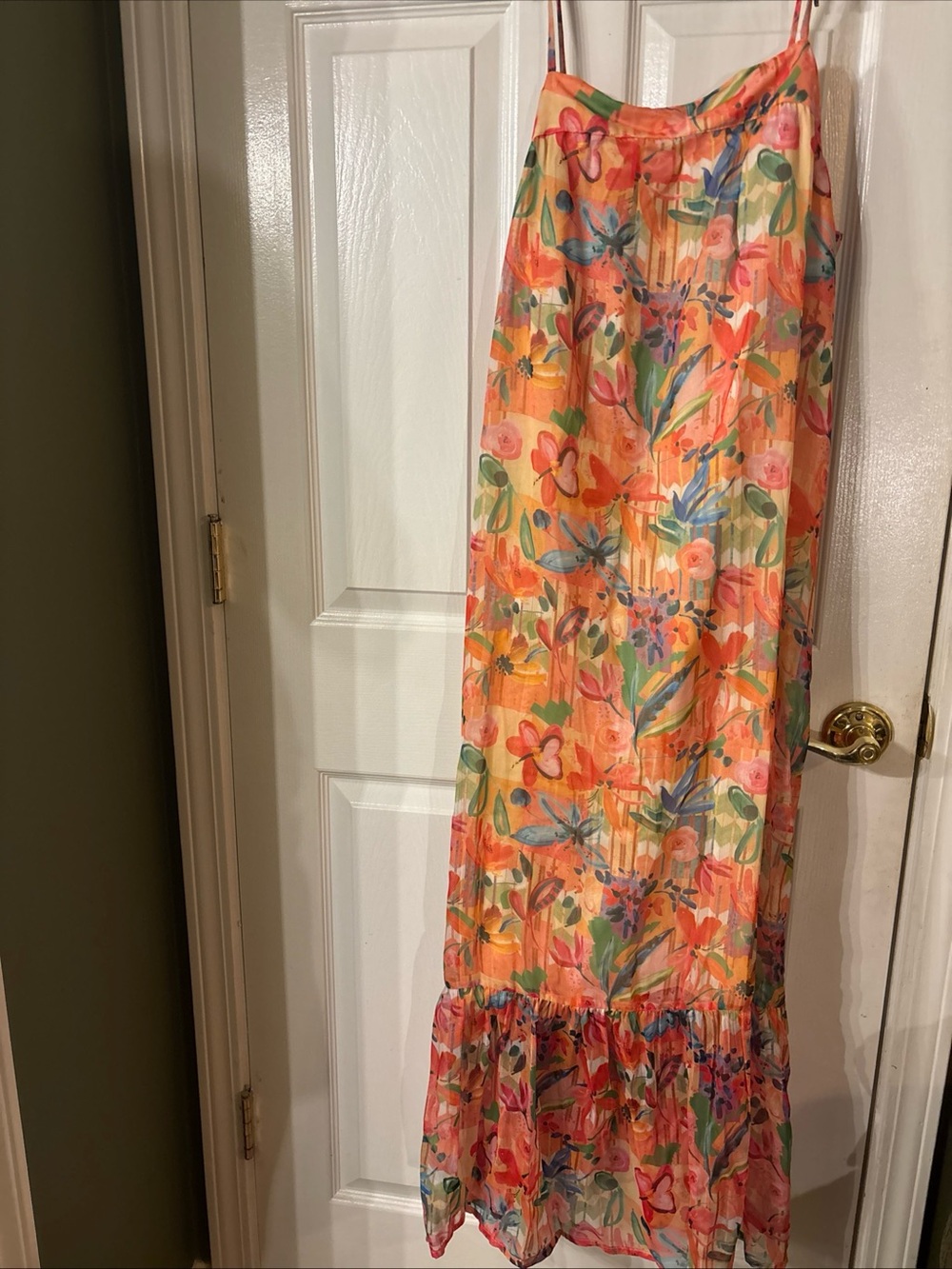 Floral Orange Pink Maxi Slip Dress